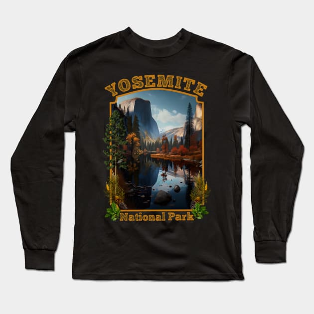 Yosemite National Park Long Sleeve T-Shirt by AtkissonDesign